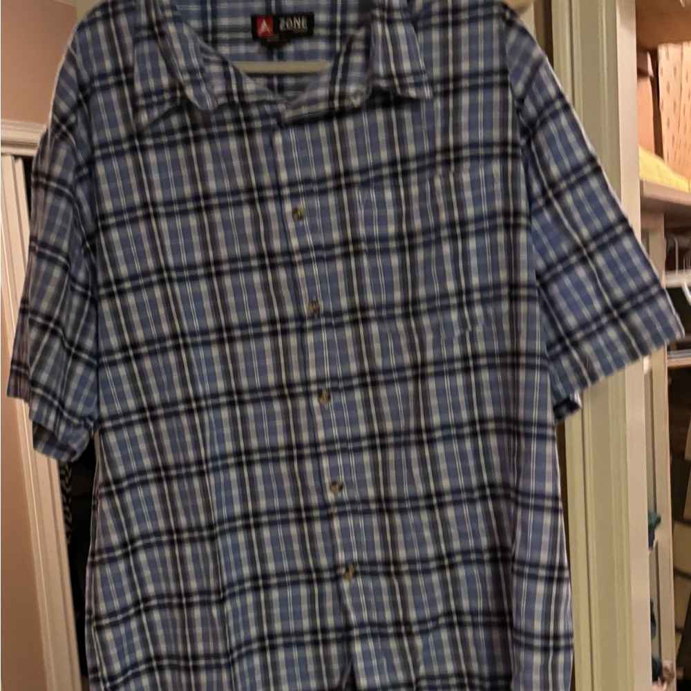 Casual Blue Plaid Button Down Shirt